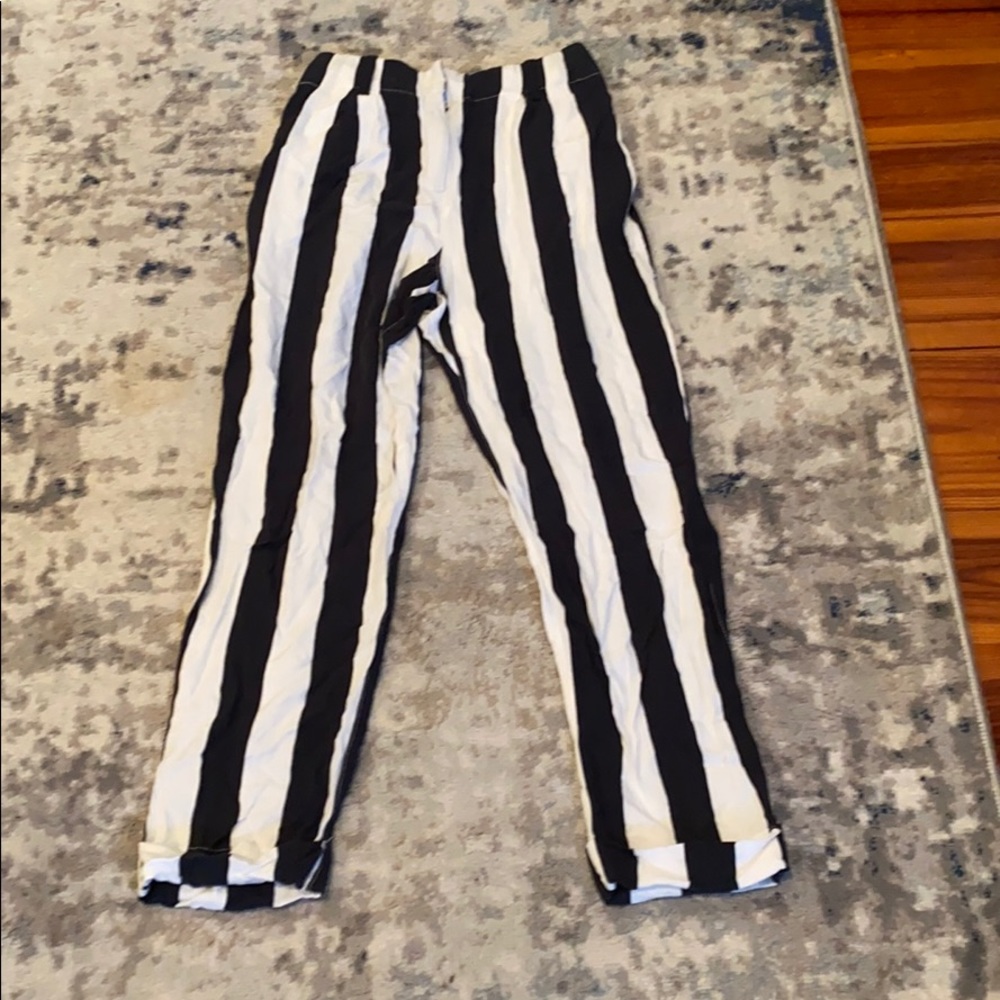 TopShop black & white stripped pants